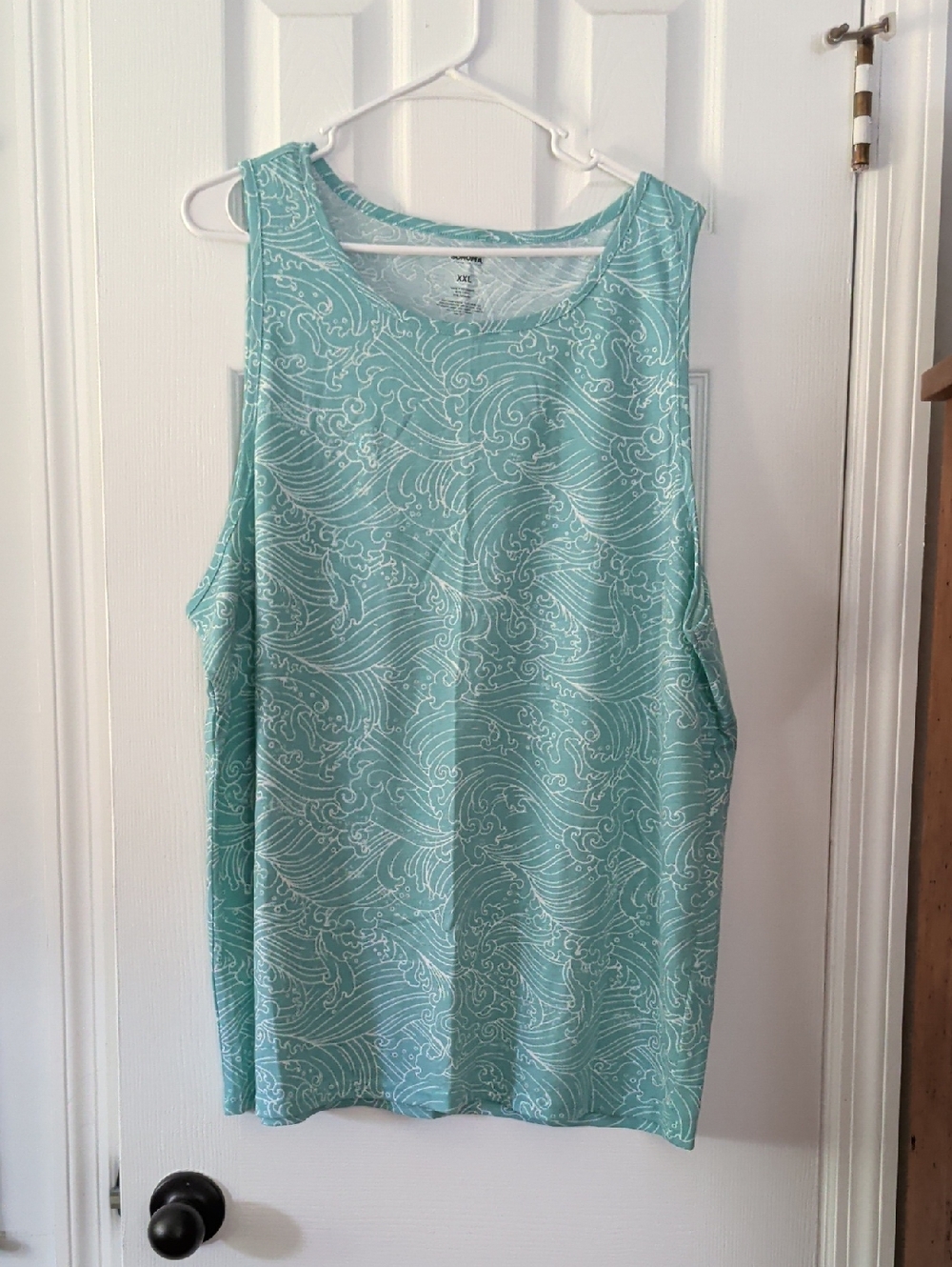 Sonoma Light Aqua and White Printed Tank Top Sz XXL
